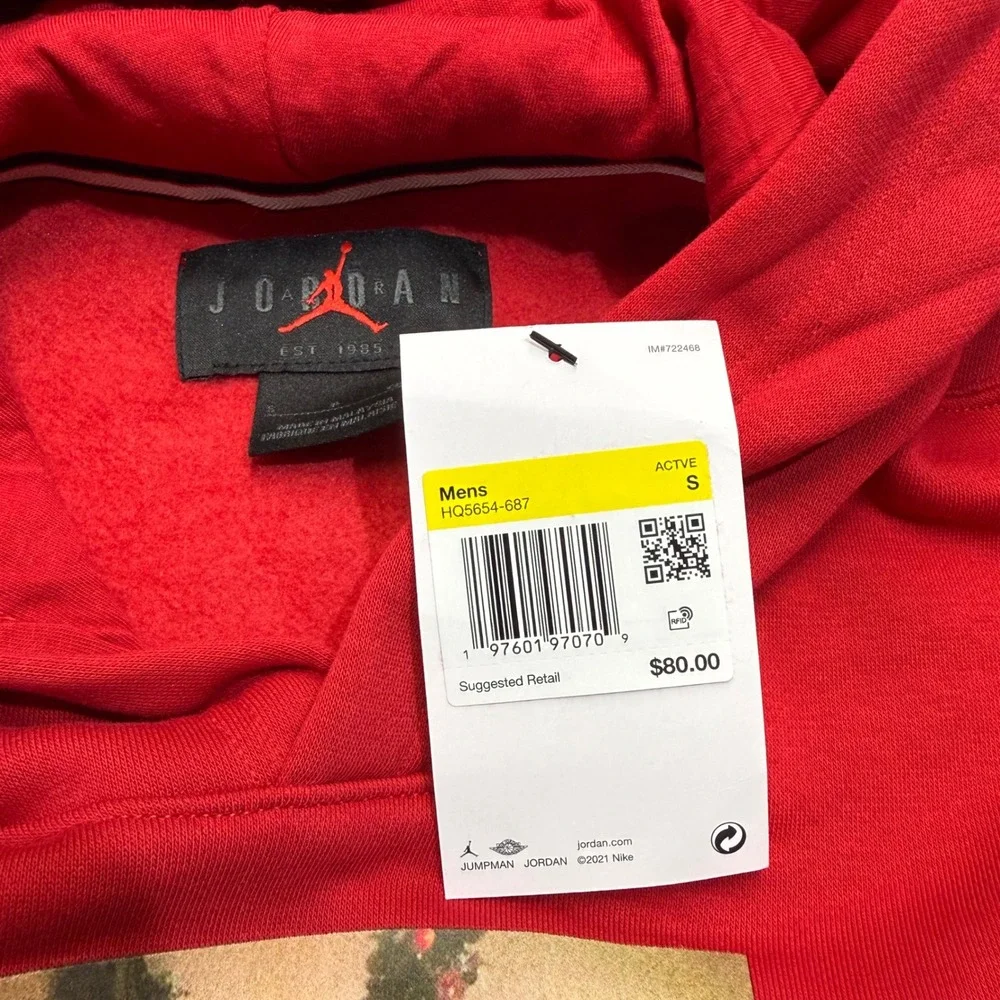 NEW‎ Nike Jordan Jumpman Men's Holiday Chimney Fleece Pullover Hoodie Red Small